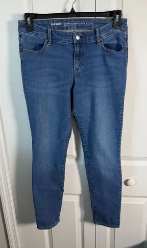 Old Navy Blue Super Skinny Mid-Rise Jeans 12P thumbnail 1