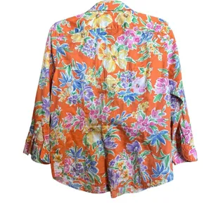 Lauren Ralph Lauren Top Womens Large Multicolor Floral Bright Button Up Blouse thumbnail 5
