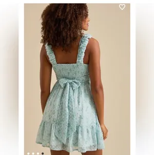 Altar’d State Blue Floral Ruched Mini Dress | Size M thumbnail 2