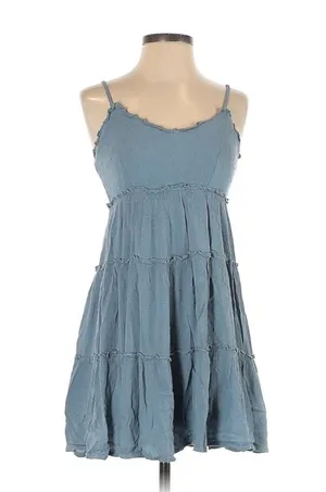 Sim & Sam Dusty Blue spaghetti adjustable strap mini dress thumbnail 1