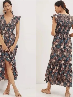 ANTHROPOLOGIE Peregrine Patchwork‎ Maxi Dress thumbnail 2