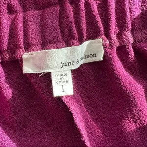 June & Hudson Belted Paper Bag High-Waisted Pants in Fuschia, Size L EXCELLENT thumbnail 8