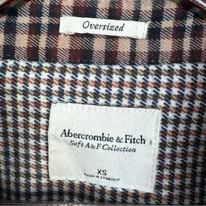Abercrombie & Fitch Oversized‎ Multi Plaid Flannel Shirt Brown XS Button Up thumbnail 9