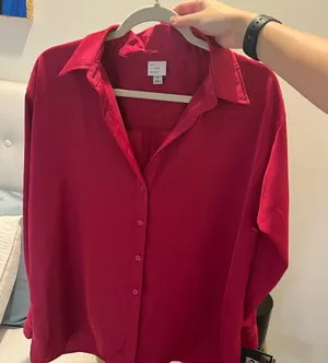 A New Day Magenta satin button up thumbnail 1