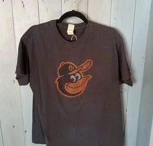 Gildan MLB Baltimore Orioles Black Bling Logo Tee. Size L thumbnail 1