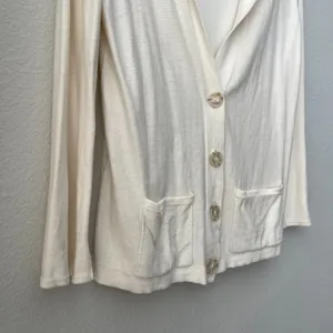Patagonia Cream Long Sleeve Front Pocket V-Neck Button Up Cardigan Sweater Size thumbnail 2