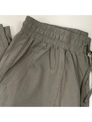 Women’s Olive Green Linen Blend Wide Leg Pull On Pants Medium 29x28 thumbnail 2