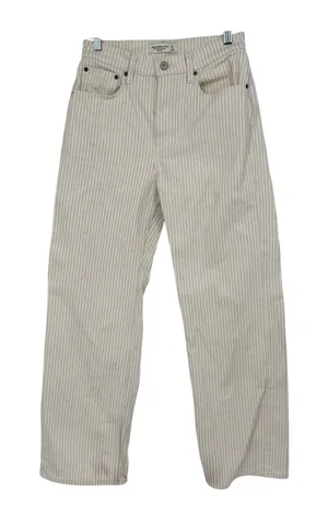 Abercrombie & Fitch 90s Relaxed Jean High Rise Striped Tan White 27 4S thumbnail 1