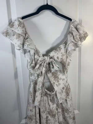 Altar'd State Floral Ruffle Tie-Back Mini Dress thumbnail 5