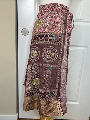 Bohemian Silk Wrap Skirt One Size Womens Floral Paisley Festival Summer Boho thumbnail 5