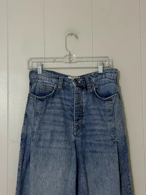 We The Free Old West Slouchy Jeans High Rise Wide Leg Blue Size 28 thumbnail 3
