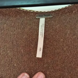 Free People‎ Oversized Brown Wool Linen Sweater Size Small thumbnail 3
