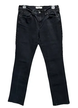 Levi's 505 Straight‎ Leg Mid Rise 9" Skinny Black Jean Size 6 Pockets Logo thumbnail 1