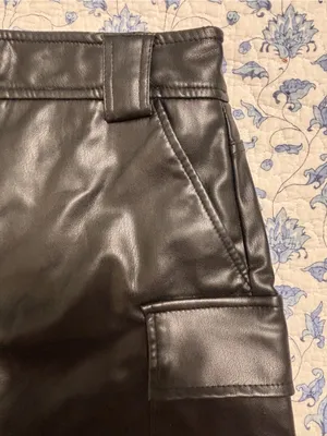 Zara Size S Black Pleather (faux leather) mini cargo skort thumbnail 6