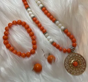 Source Unknown Orange necklace, bracelet and earring set thumbnail 1