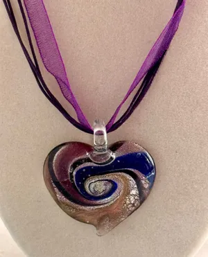 Murano Purple Heart Necklace thumbnail 1