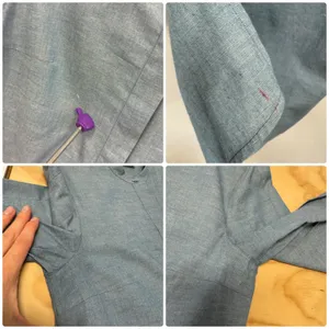 Akris Punto Blue Chambray Mandarin Collar Pleated Sleeve Blouse 4 Quiet Luxury thumbnail 12