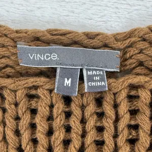 Vince Womens Brown Chunky Wool‎ Blend Open Knit Boat Neck Sweater V039673413 M thumbnail 2