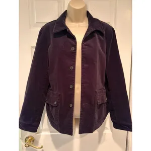 Lauren Ralph Lauren Black Corduroy‎ Jacket Leather Elbow Patches Women Large L thumbnail 2
