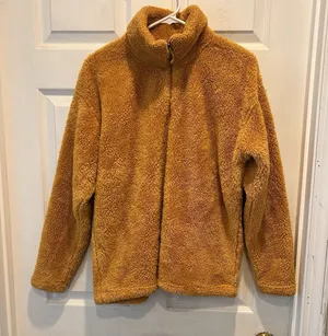 Eddie Bauer Womens Mustard Yellow Sherpa Fleece Quarter Zip Pullover L Gorpcore thumbnail 1