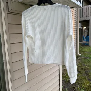 Ultra Flirt Women's White Ribbed Long Sleeve Top thumbnail 2
