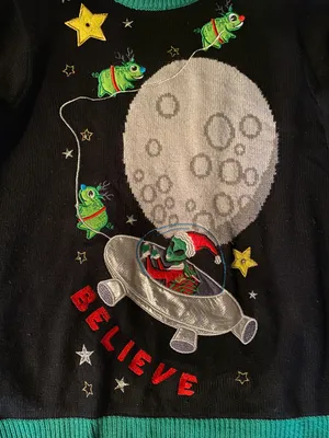 Fun Ugly Christmas Sweaters Aliens Size L thumbnail 3
