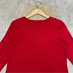 Lauren Ralph Lauren Henley Top Shirt Longsleeve Cotton Logo Embroidery in Red L thumbnail 5