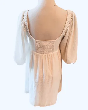 Wayf Ripton Puff Sleeve Babydoll Dress White Flirty Relax Fit S thumbnail 3