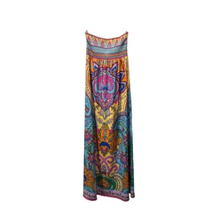Womens Flying Tomato Maxi Smocked Strapless Dress Womens L Multicolor Paisley thumbnail 4