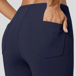 Halara Dress Pants Womens XS Navy High Waisted Bootcut Pull-On Back Pockets thumbnail 4