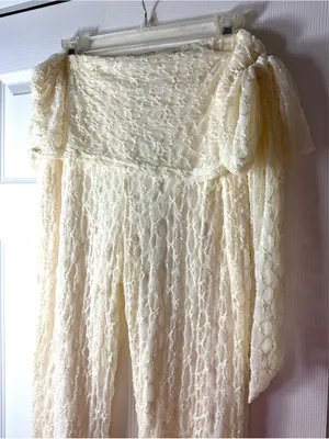 PrettyLittleThing Cream Lace Tie Knot Capri Pants Size 12 Large NWT Stretch thumbnail 6