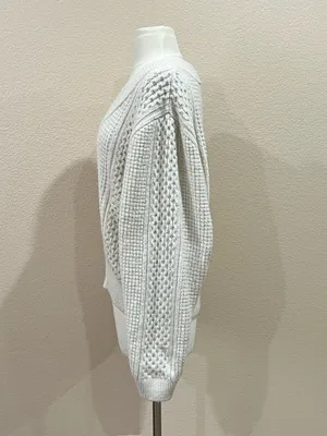 H&M Ivory Mixed Texture Cable Knit Sweater Size Medium thumbnail 6