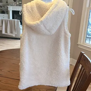 The Pants Store Cozy Off White Sherpa Vest Hoodie thumbnail 10