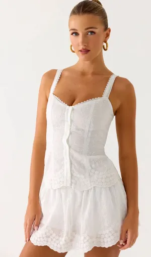 Peppermayo White Lace Button-Front Tank (Addictive Top - White) thumbnail 1