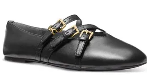 NEW Michael Kors Indy Flex Black Leather mary Jane buckle Ballet Flat shoes 5.5 thumbnail 1