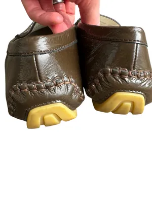 Gucci Driving Moccasins Flats Patent Crinkle Leather Brown 36.5 thumbnail 6