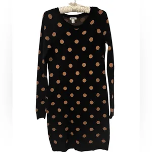 Old Navy‎ Polka Dot Sweater Dress - Black with Brown Dots Size M thumbnail 2