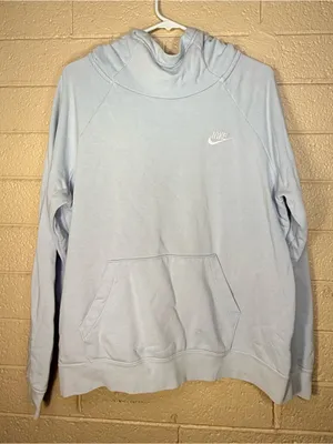 Nike Pale Blue Pullover Hoodie with Swoosh Tag thumbnail 1
