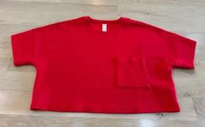 Spanx AirEssentials cropped pocket shorts sleeve top red size XL thumbnail 1
