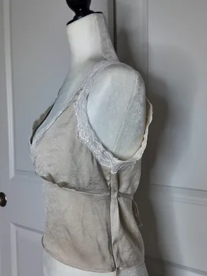 One Clothing Satin & Lace Tank Top Ivory Size M thumbnail 3