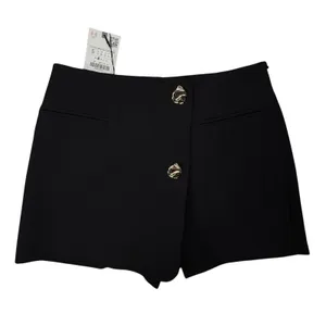 ZARA Black High Waisted Sailor Skort Gold Button Mini S 4 6 NWT thumbnail 4