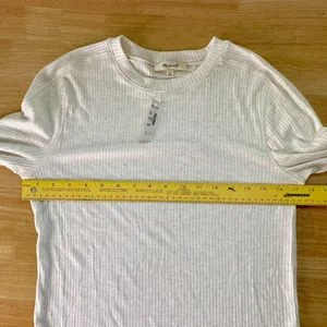 NWT Madewell Ribbed Crewneck Long-Sleeve Tee Cream Size L thumbnail 7