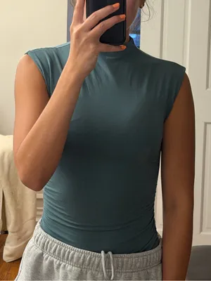Abercrombie Body Suit Mock Neck Women’s Top - Teal thumbnail 1
