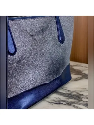 Kate Spade Lola Joely Large Glitter Carryall Tote in Dusk Navy Blue GUC thumbnail 6
