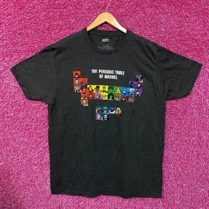 Marvel Comic Periodic Table Super Hero Tshirt Size XL thumbnail 1