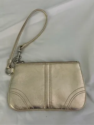 Vintage Y2K Coach Gold Metallic Wristlet thumbnail 1