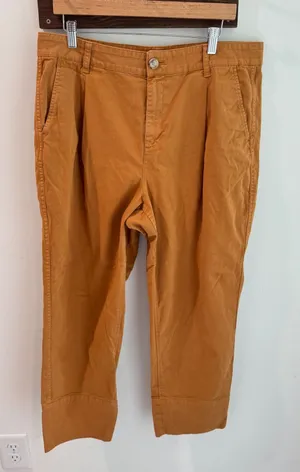 J.Crew Pleated‎ Chino Pants Caramel High Rise Tapered Cuff BG198 Sz 14l thumbnail 1
