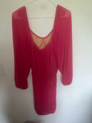 Ruched Bodycon Dress Pink Size L thumbnail 2