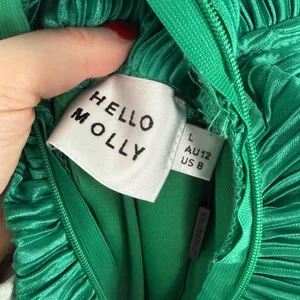 Hello Molly Hype Girl Plisse Long Sleeve Mini Dress Green US Size 8 thumbnail 9