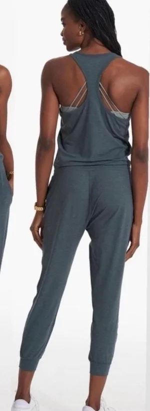 Vuori Halo Racerback Performance Jogger Jumpsuit Blue Gray Size S thumbnail 1